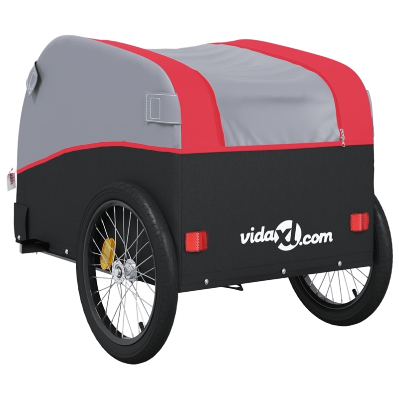 Pemberly Row Sturdy 99.2 lb Iron Bike Trailer in Black and Red