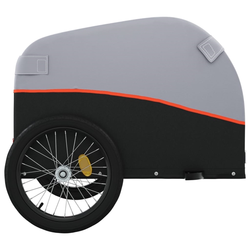 Pemberly Row Sturdy 99.2 lb Iron Bike Trailer in Black and Orange