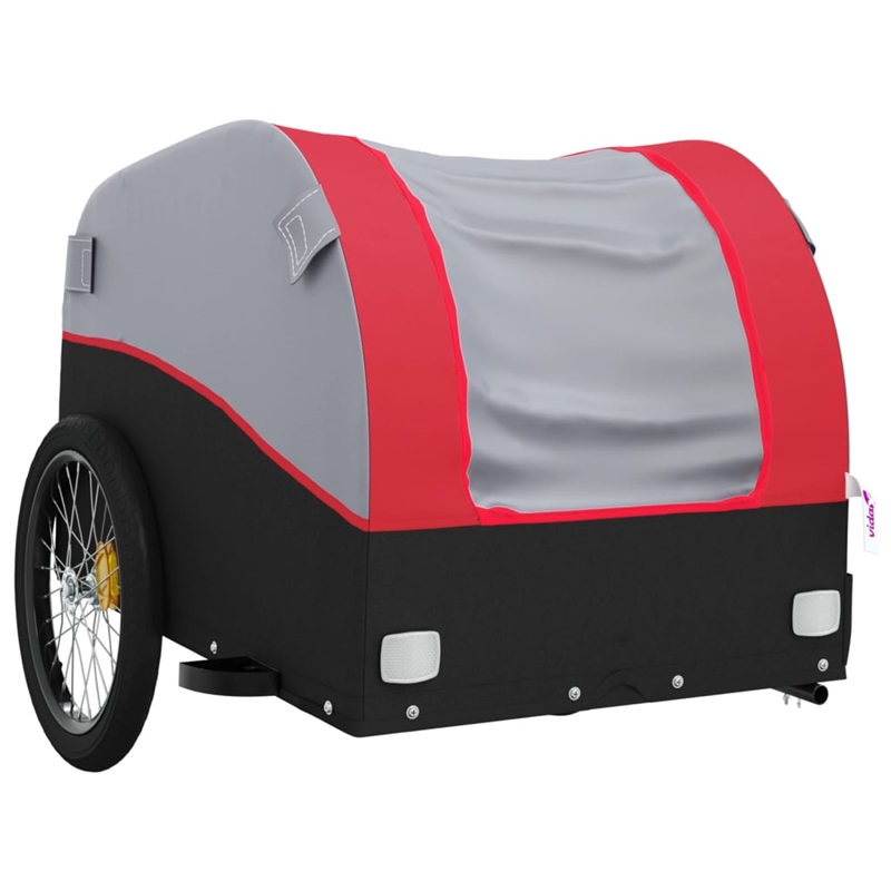 Pemberly Row Sturdy 99.2 lb Iron Bike Trailer in Black and Red