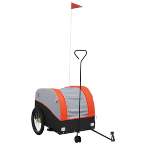 Pemberly Row Sturdy 99.2 lb Iron Bike Trailer in Black and Orange