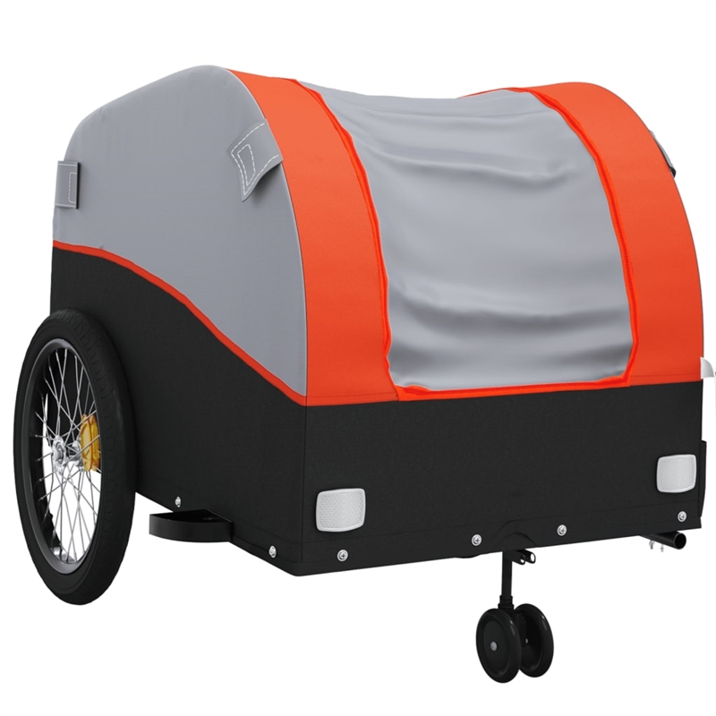Pemberly Row Sturdy 99.2 lb Iron Bike Trailer in Black and Orange