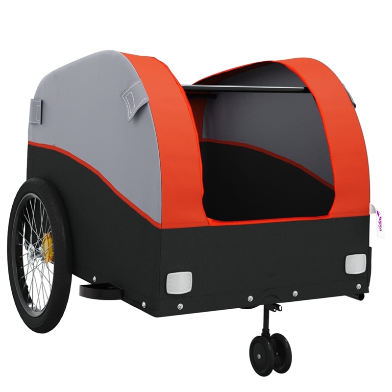 Pemberly Row Sturdy 99.2 lb Iron Bike Trailer in Black and Orange
