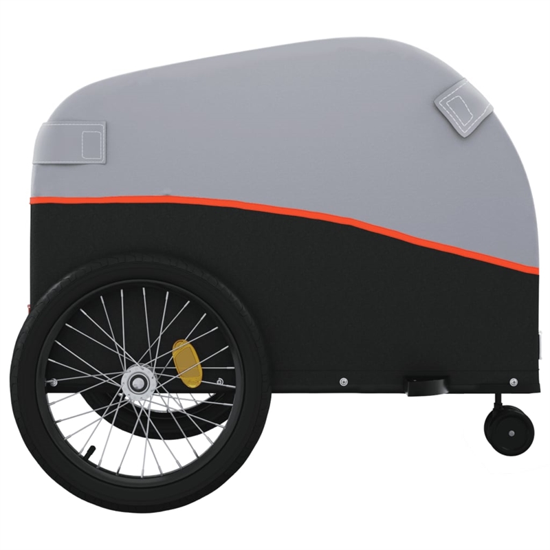 Pemberly Row Sturdy 99.2 lb Iron Bike Trailer in Black and Orange