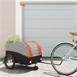 Pemberly Row Sturdy 99.2 lb Iron Bike Trailer in Black and Orange