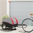Pemberly Row Sturdy 99.2 lb Iron Bike Trailer in Black and Red