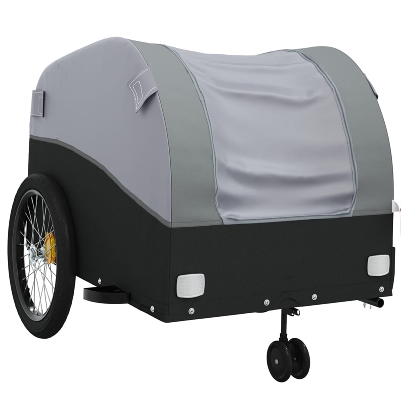 Pemberly Row Sturdy 99.2 lb Iron Bike Trailer in Black and Gray