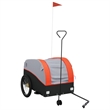 Pemberly Row Sturdy 99.2 lb Iron Bike Trailer in Black and Orange
