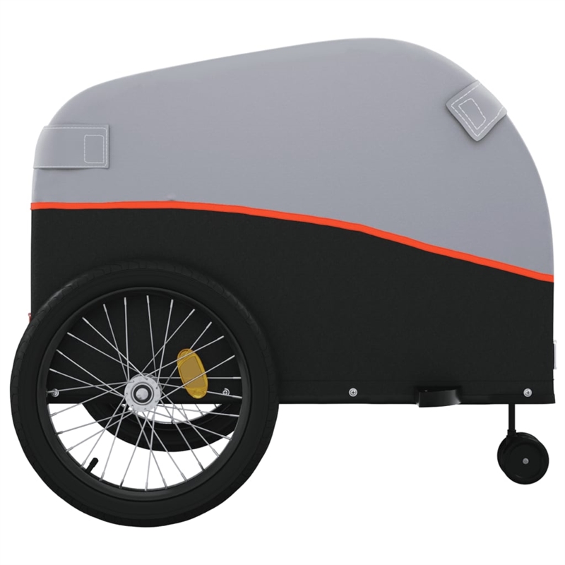 Pemberly Row Sturdy 99.2 lb Iron Bike Trailer in Black and Orange