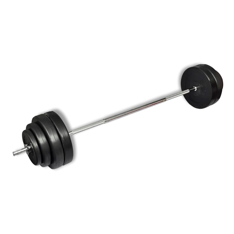 Pemberly Row straight Barbell With Eight Plates Set in Black