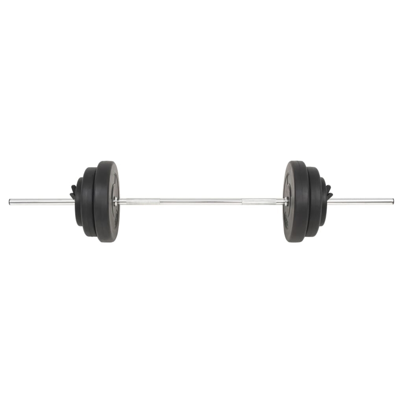 Pemberly Row Versatile 66.1lbs Barbell Set in Black - Spring Locks Included