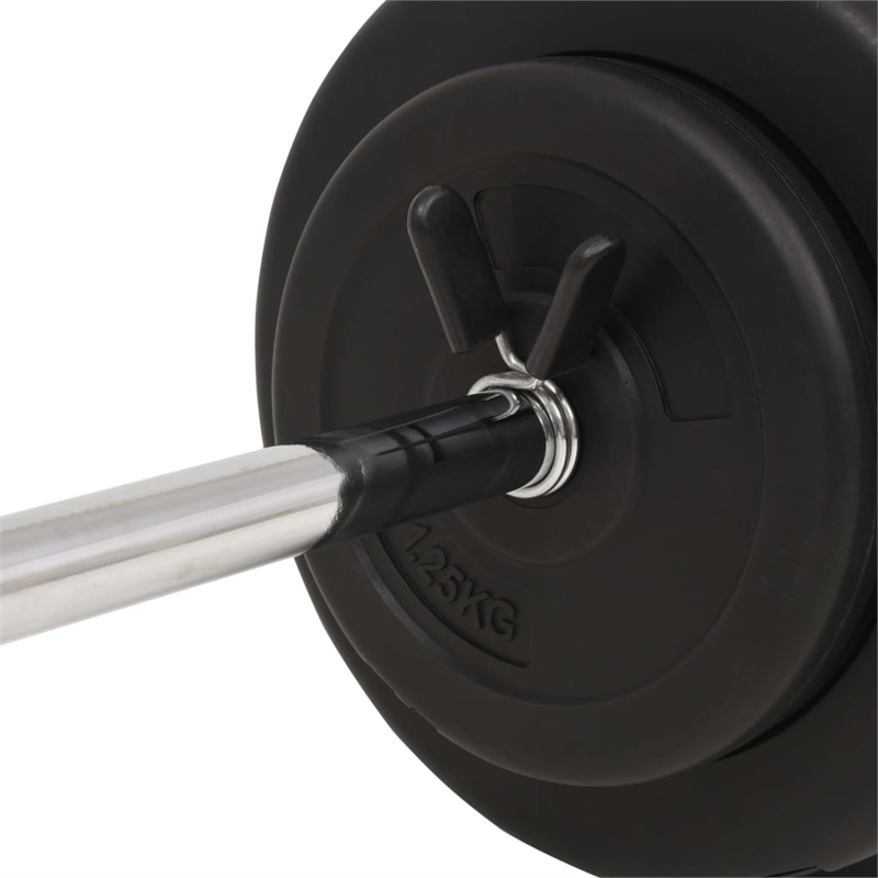 Pemberly Row Versatile 66.1lbs Barbell Set in Black - Spring Locks Included