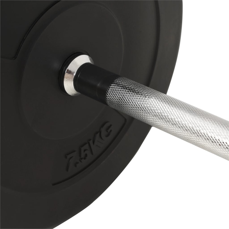 Pemberly Row Versatile 66.1lbs Barbell Set in Black - Spring Locks Included