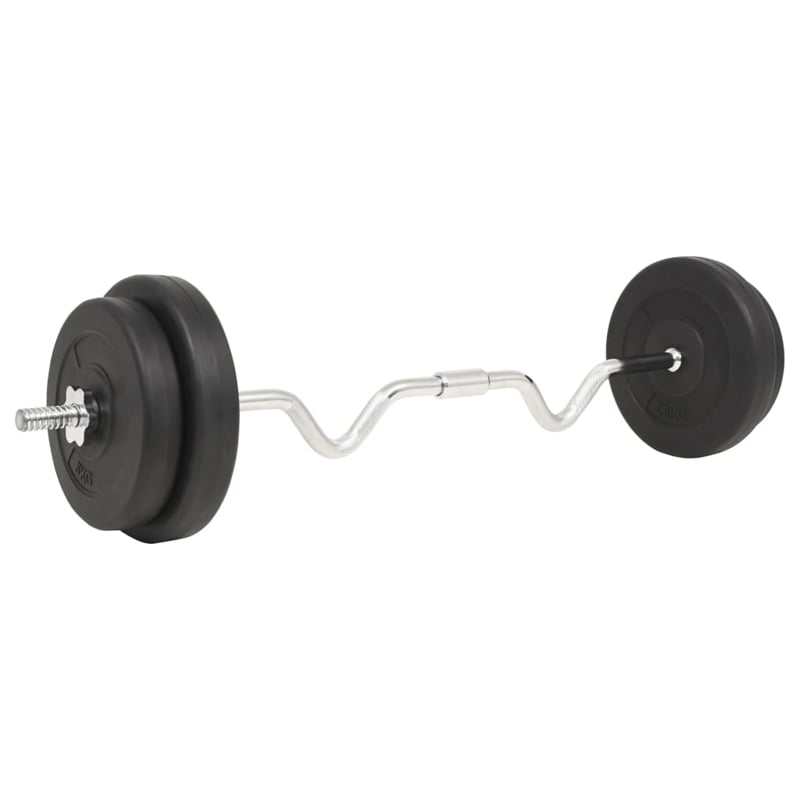 Pemberly Row Versatile 66.1lbs Barbell Set in Black - Star Locks Included