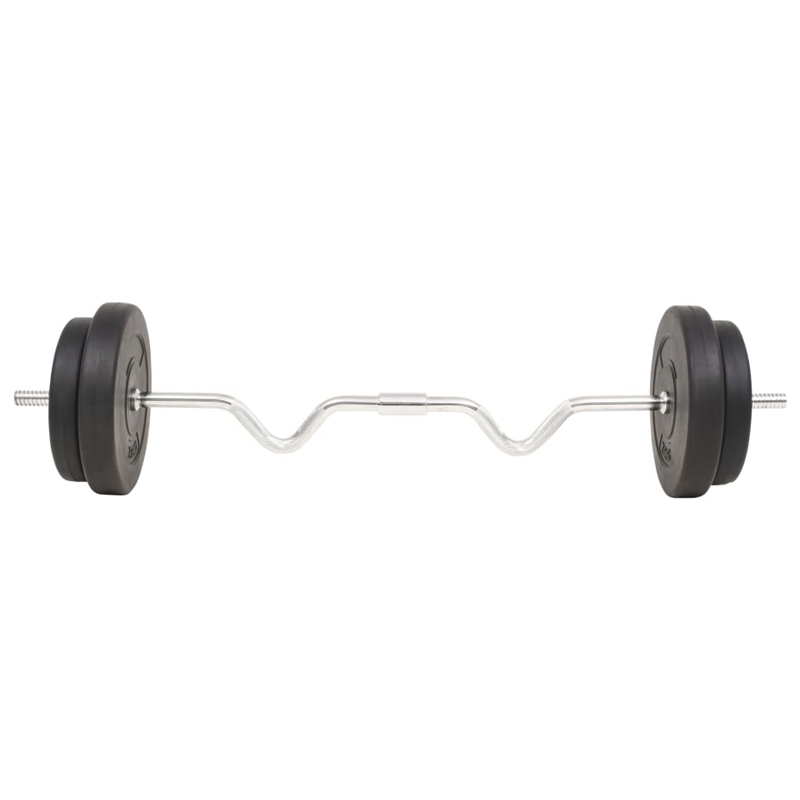 Pemberly Row Versatile 66.1lbs Barbell Set in Black - Star Locks Included