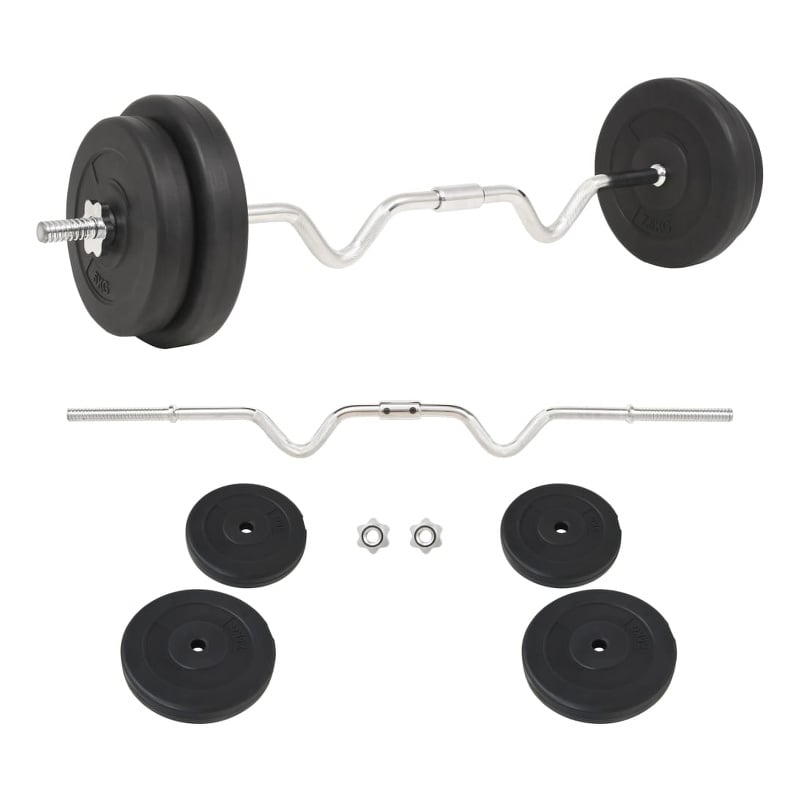 Pemberly Row Versatile 66.1lbs Barbell Set in Black - Star Locks Included