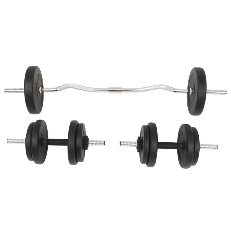 Pemberly Row Versatile 66.1lbs Barbell and Dumbbell Set in Black