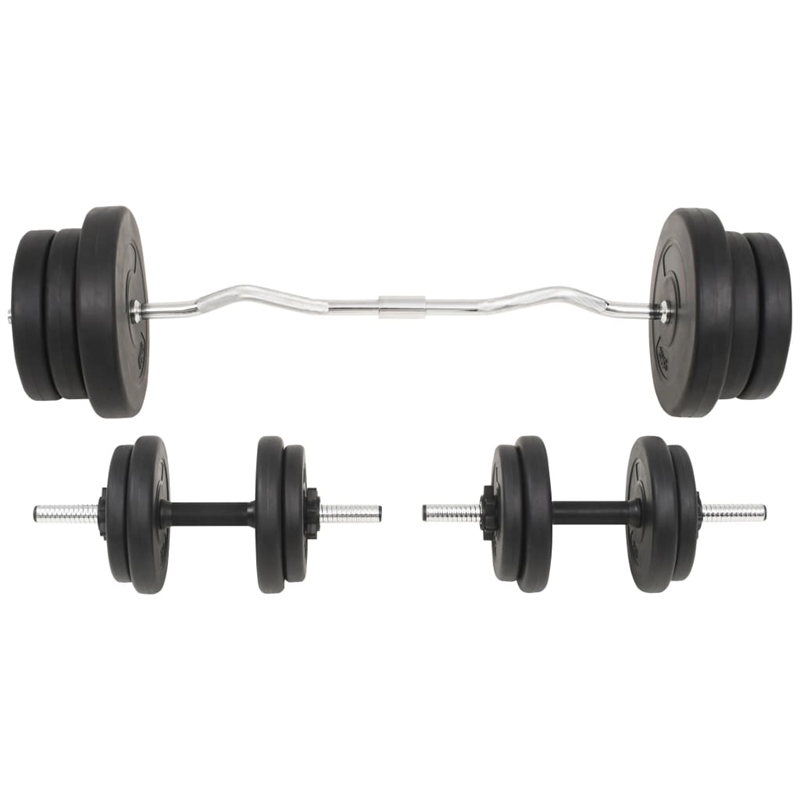 Pemberly Row Versatile 132.3lbs Barbell and Dumbbell Set in Black
