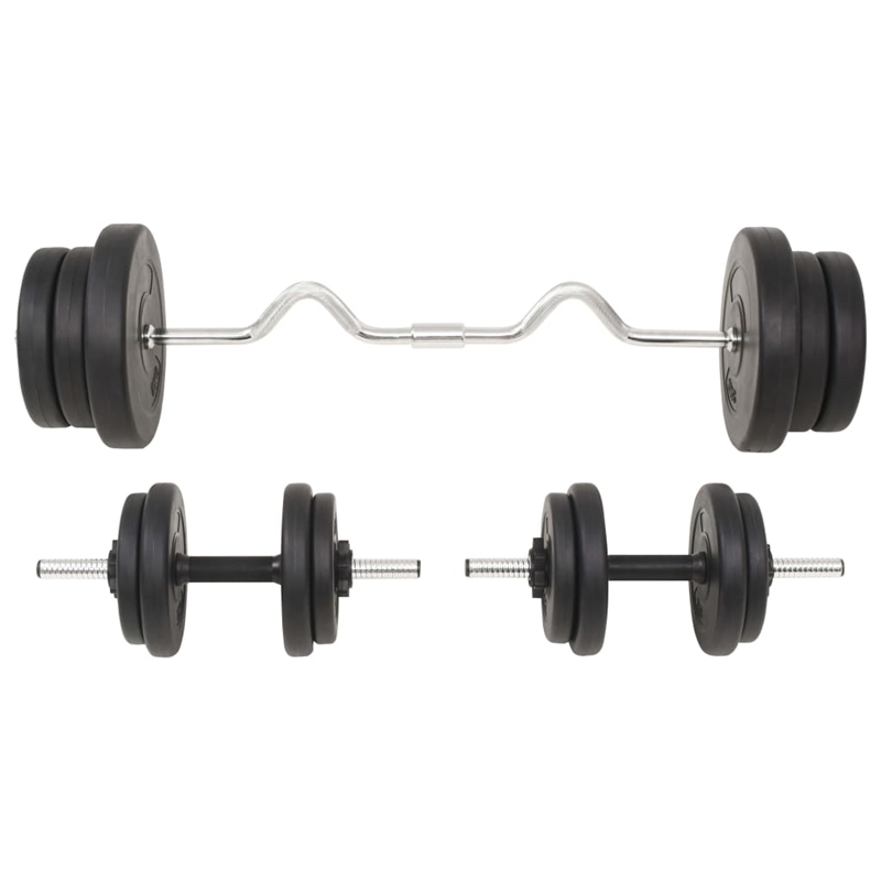 Pemberly Row Versatile 132.3lbs Barbell and Dumbbell Set in Black
