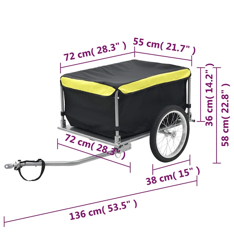 Pemberly Row Versatile 143.3 lb Bike Trailer in Black and Yellow