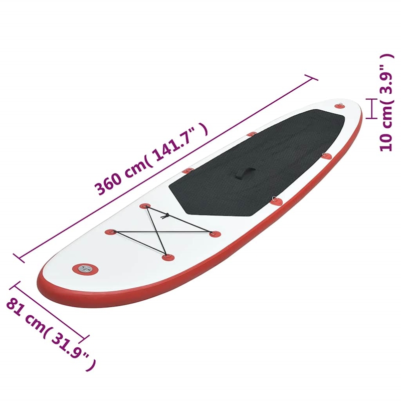 Pemberly Row Inflatable Stand Up Paddle Board Set in Red and White