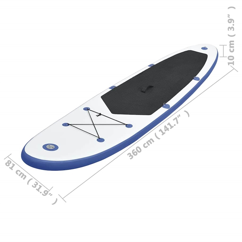 Pemberly Row Inflatable Stand Up Paddle Board Set in Blue and White