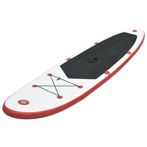 Pemberly Row Inflatable Stand Up Paddle Board Set in Red and White