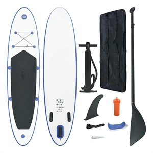 Pemberly Row Inflatable Stand Up Paddle Board Set in Blue and White