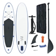 Pemberly Row Inflatable Stand Up Paddle Board Set in Blue and White