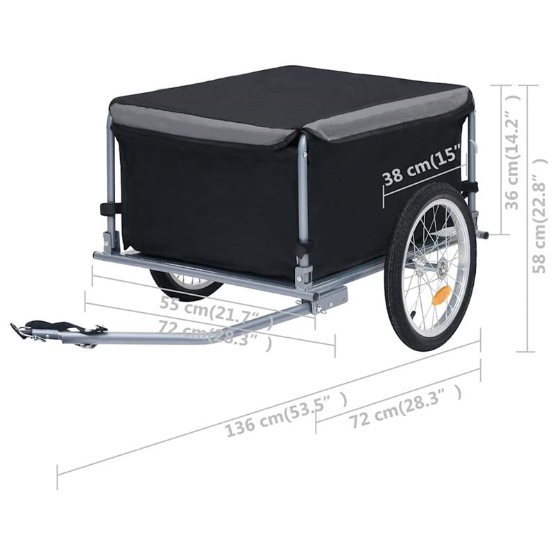 Pemberly Row Versatile 143.3 lbs Bike Trailer in Black and Gray