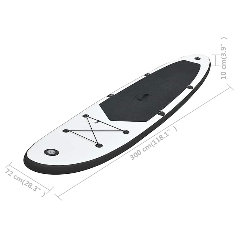 Pemberly Row Inflatable Stand Up Paddleboard Set in Black and White
