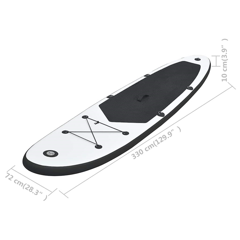 Pemberly Row Inflatable Stand Up Paddleboard Set in Black and White