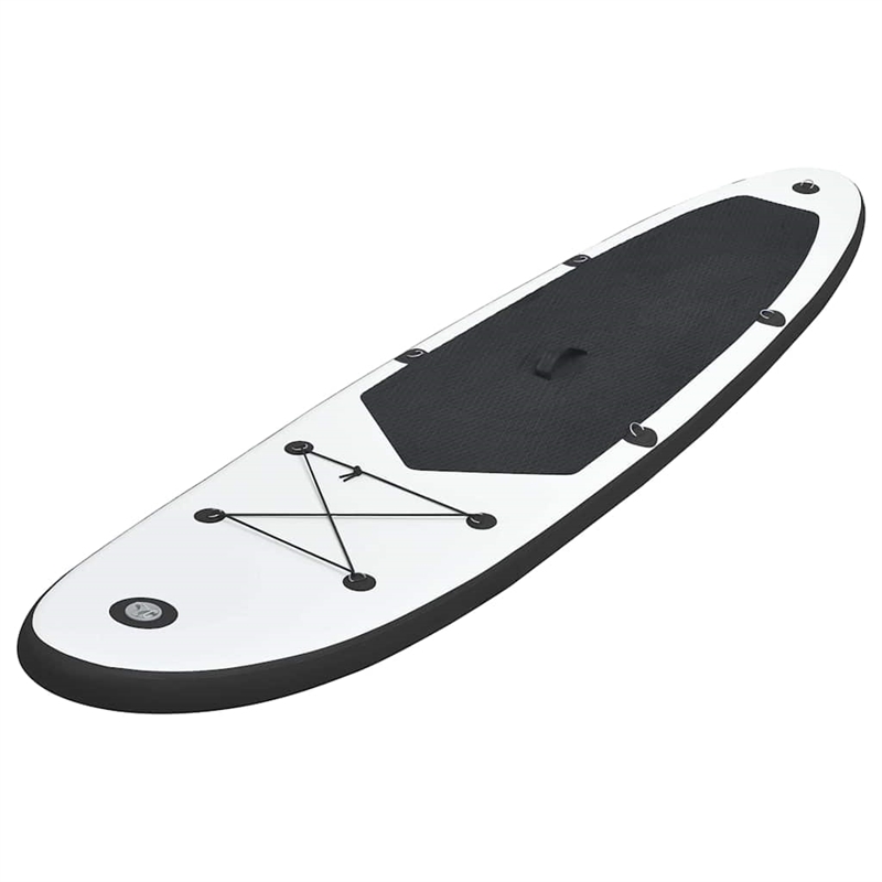 Pemberly Row Inflatable Stand Up Paddleboard Set in Black and White
