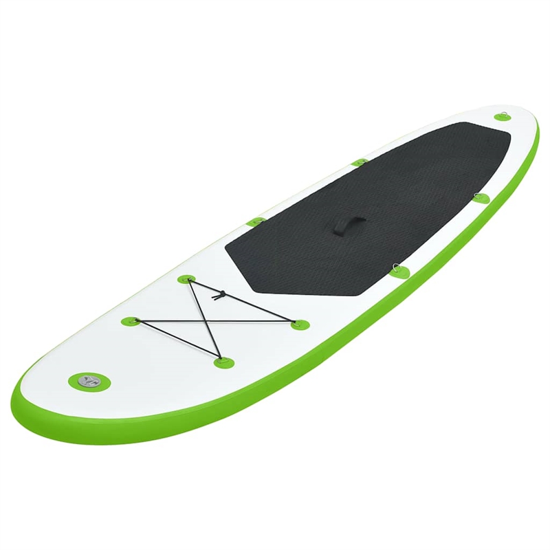 Pemberly Row Inflatable Stand Up Paddleboard Set in Green and White