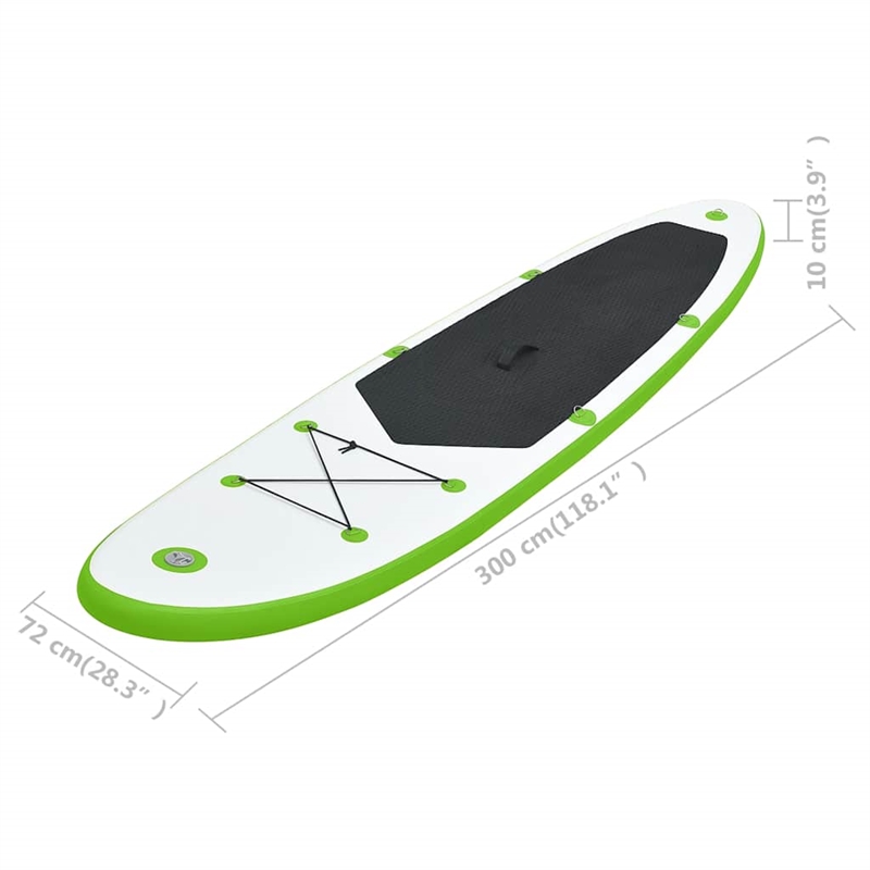 Pemberly Row Inflatable Stand Up Paddleboard Set in Green and White