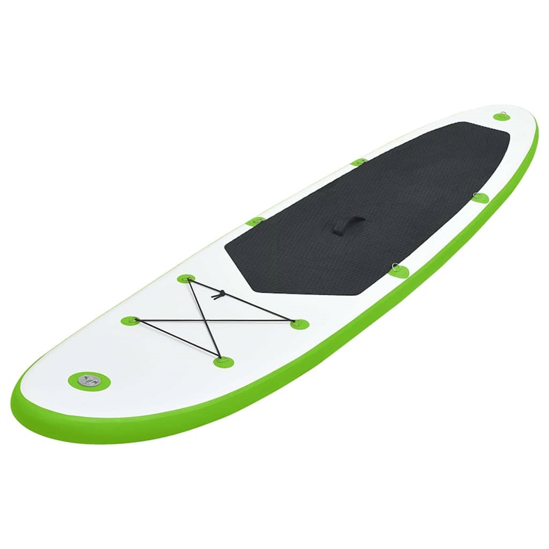 Pemberly Row Inflatable Stand Up Paddleboard Set in Green and White