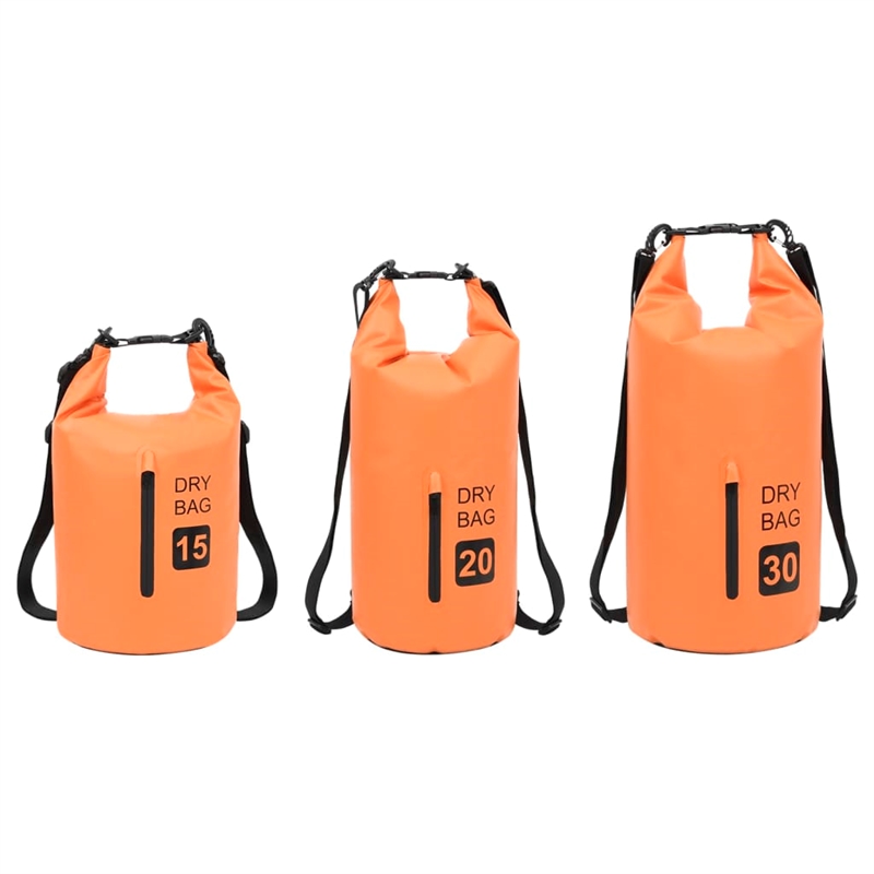 Pemberly Row Lightweight and Durable 4 gal PVC Dry Bag with Zipper in Orange