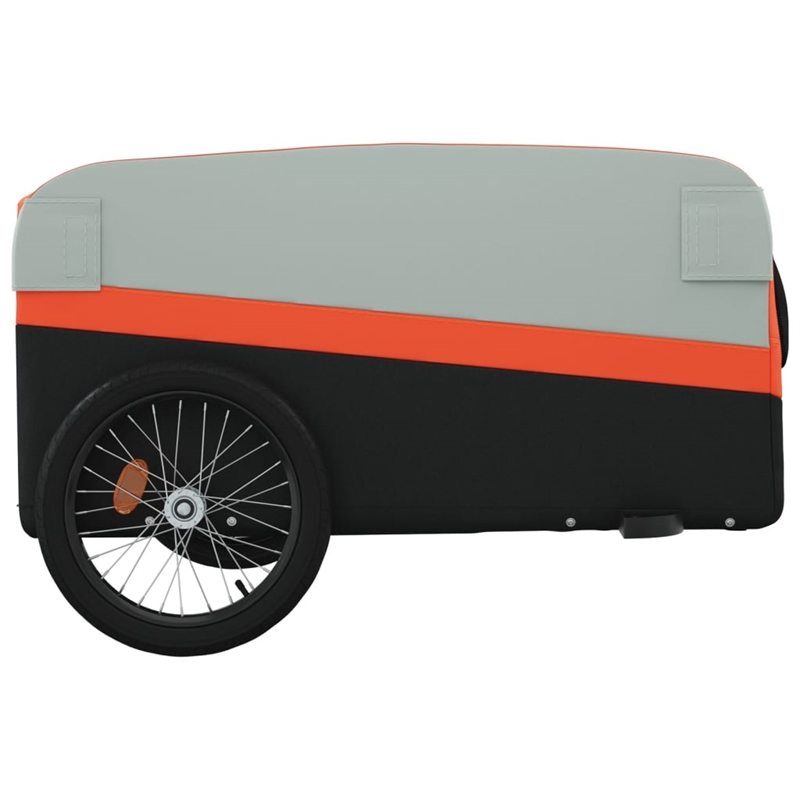 Pemberly Row Sturdy 99.2 lb Iron Bike Trailer in Black and Orange