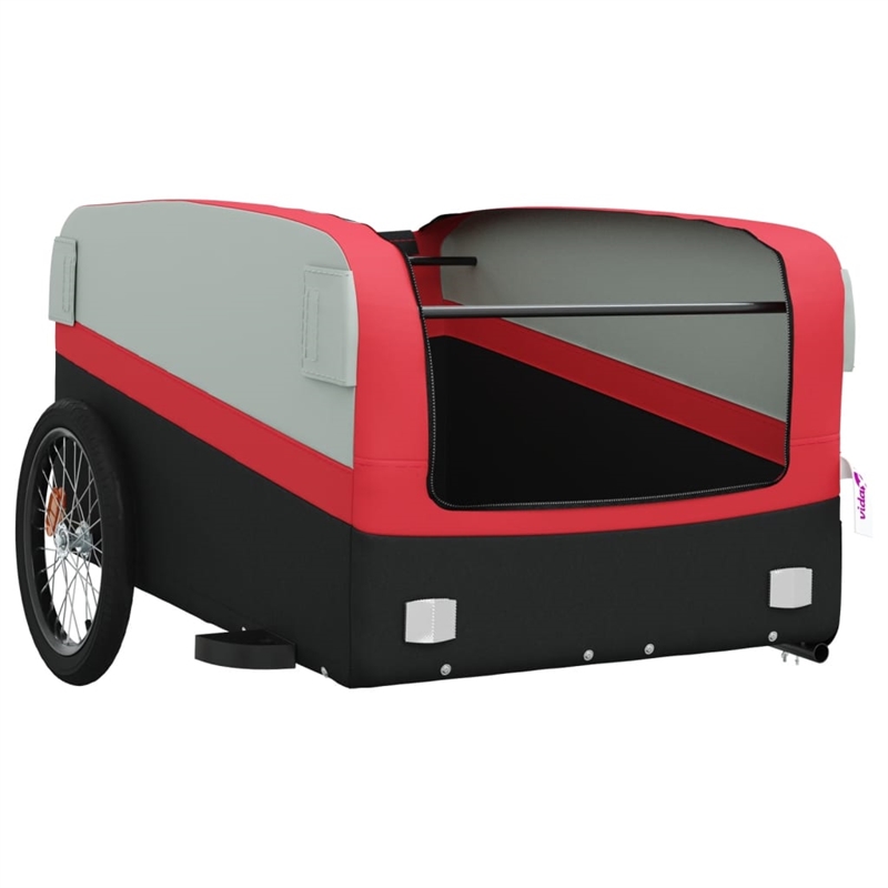 Pemberly Row Sturdy 99.2 lb Iron Bike Trailer in Black and Red