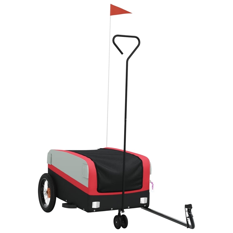 Pemberly Row Sturdy 66.1 lb Iron Bike Trailer in Black and Red