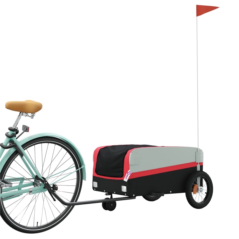 Pemberly Row Sturdy 66.1 lb Iron Bike Trailer in Black and Red