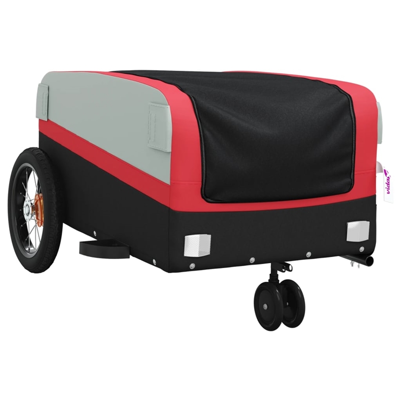 Pemberly Row Sturdy 66.1 lb Iron Bike Trailer in Black and Red