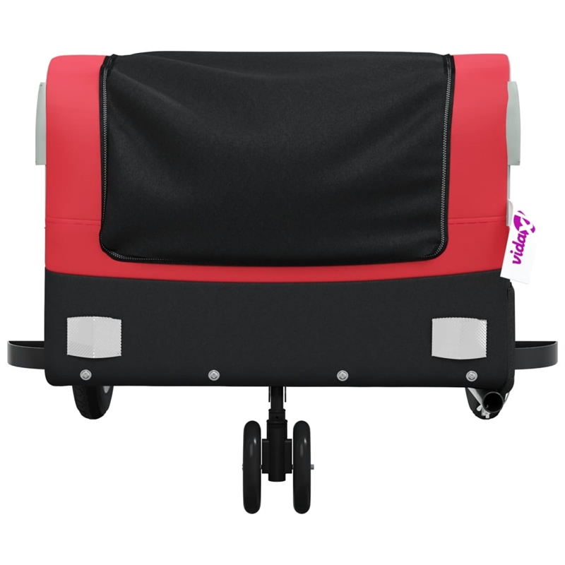 Pemberly Row Sturdy 66.1 lb Iron Bike Trailer in Black and Red