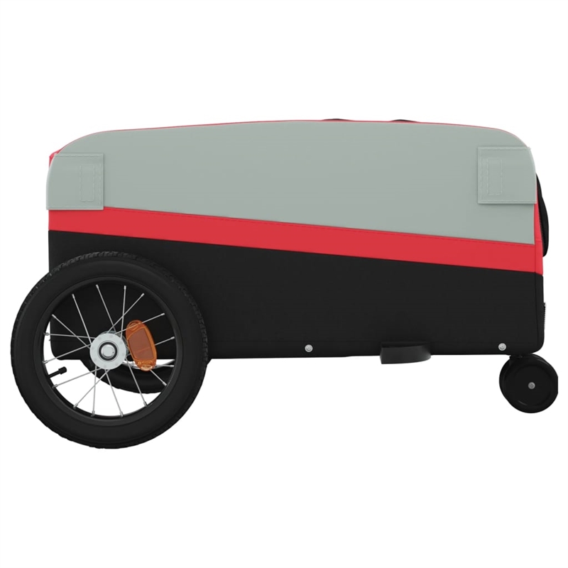 Pemberly Row Sturdy 66.1 lb Iron Bike Trailer in Black and Red