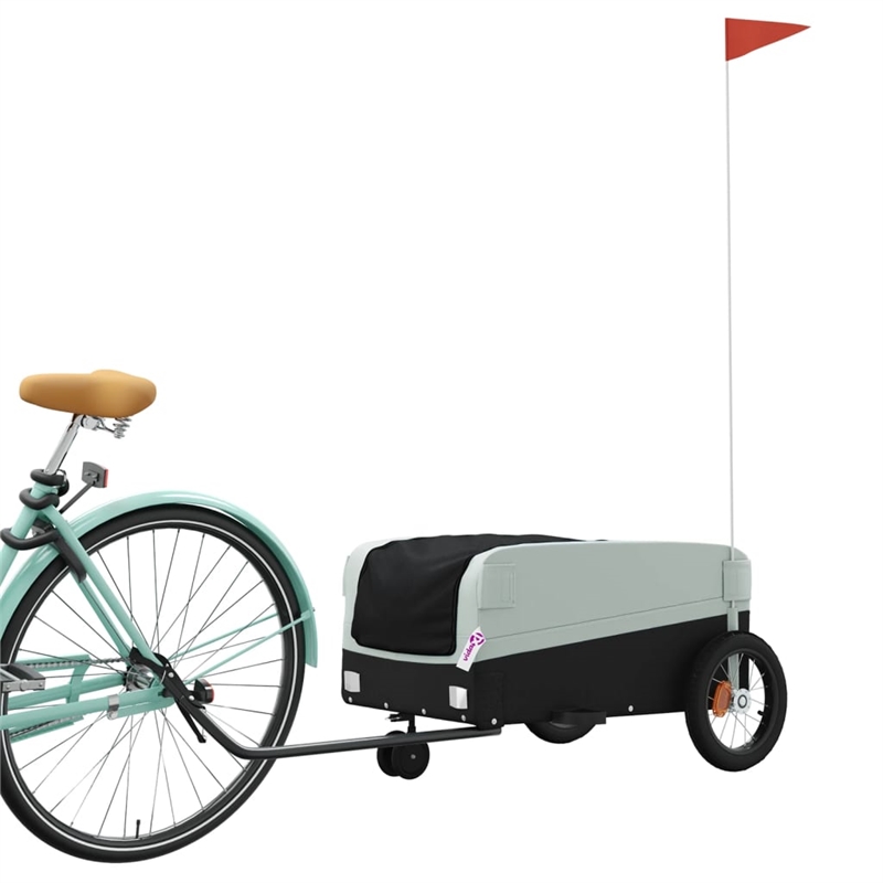 Pemberly Row Sturdy 66.1 lb Iron Bike Trailer in Black and Gray