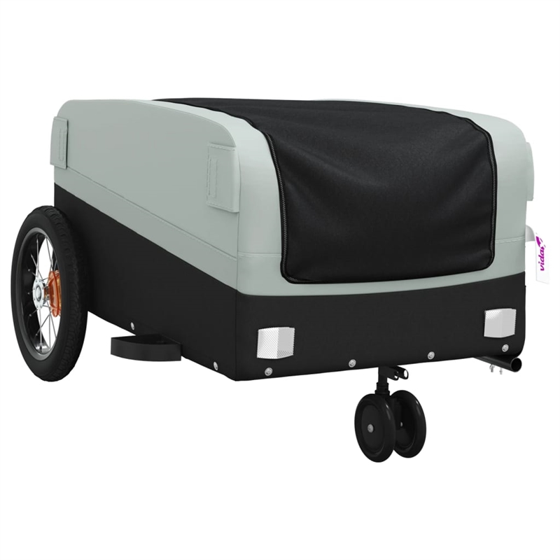 Pemberly Row Sturdy 66.1 lb Iron Bike Trailer in Black and Gray