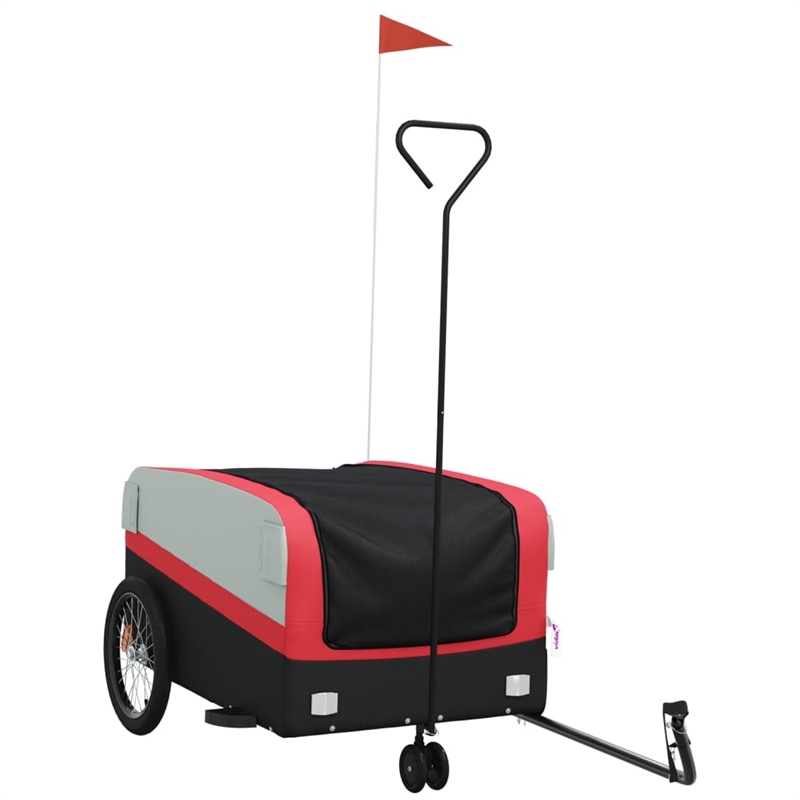 Pemberly Row Sturdy 99.2 lb Iron Bike Trailer in Black and Red
