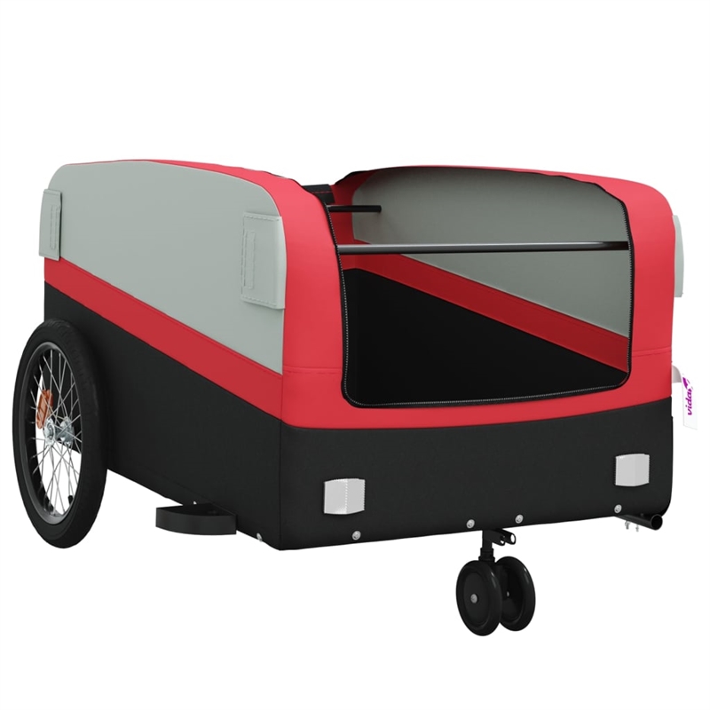Pemberly Row Sturdy 99.2 lb Iron Bike Trailer in Black and Red