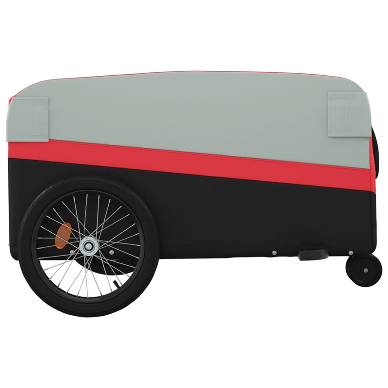 Pemberly Row Sturdy 99.2 lb Iron Bike Trailer in Black and Red