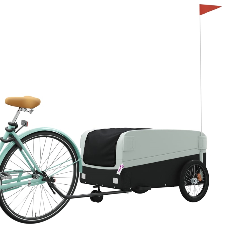 Pemberly Row Sturdy 99.2 lb Iron Bike Trailer in Black and Gray