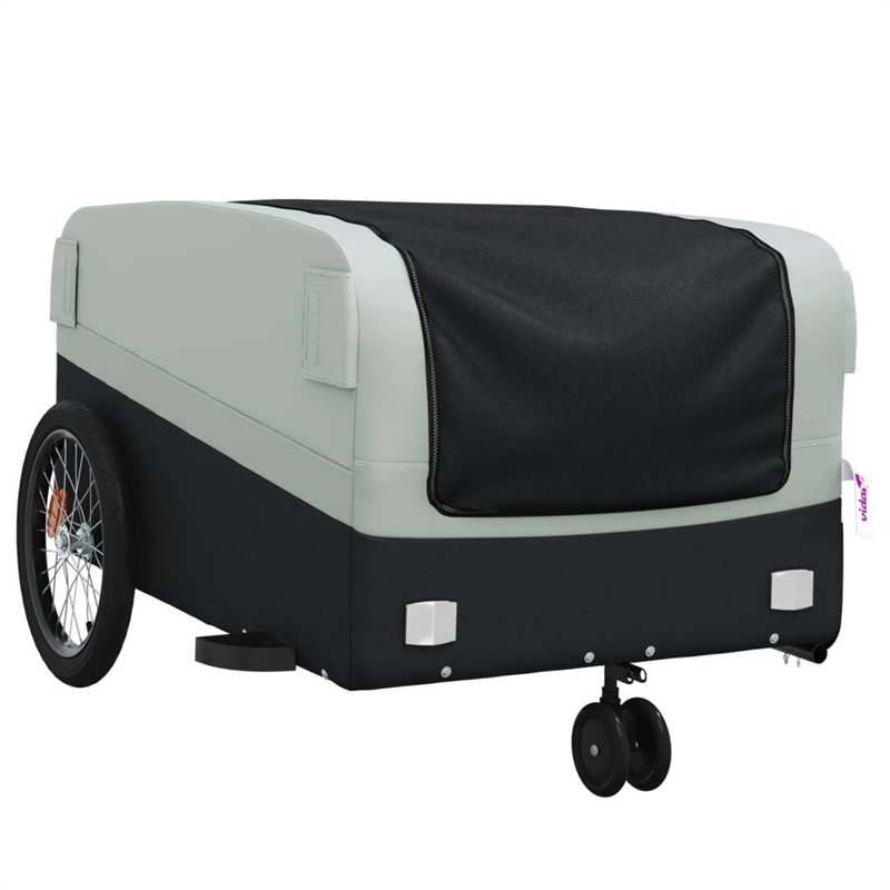 Pemberly Row Sturdy 99.2 lb Iron Bike Trailer in Black and Gray